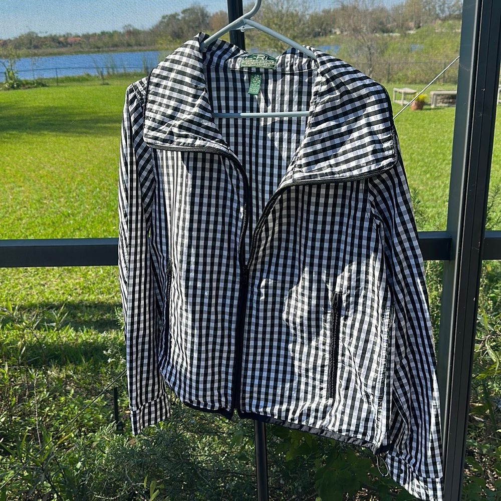 Lauren Ralph Lauren Women’s Full Zip black white check Jacket Size L